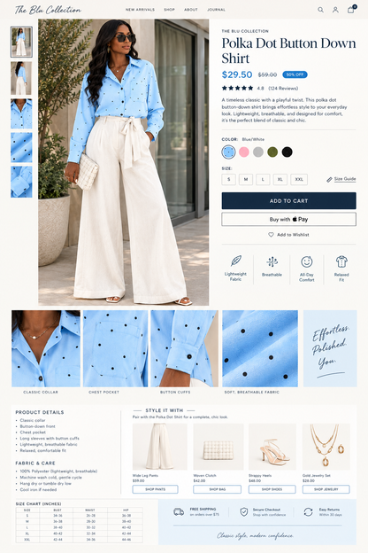 Slim Button Polka Dot Long Sleeve Pocket Shirt