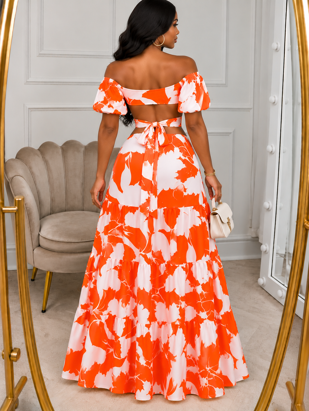 Printed Cutout Maxi Dress