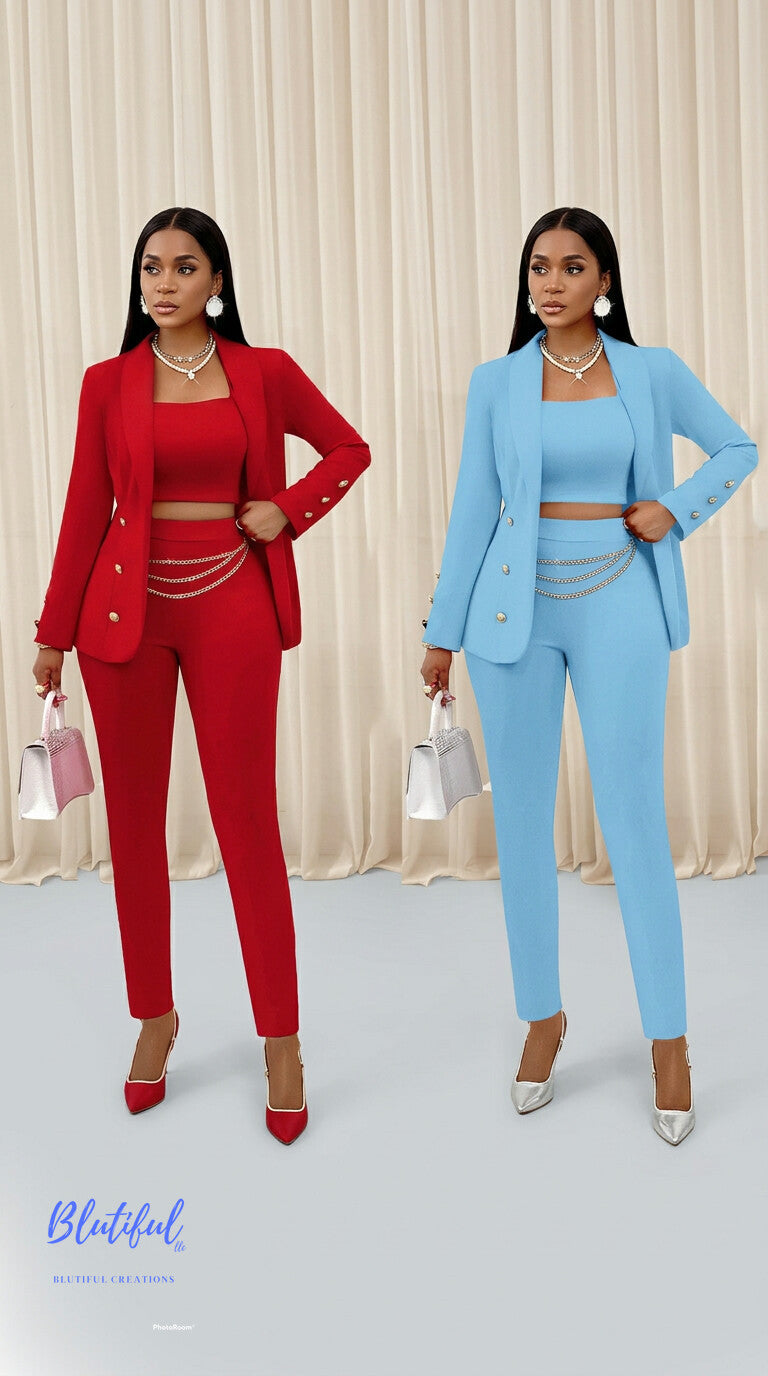 Women's Temu Fall Winter Fashion Long Sleeve Small Suit Outfit Three-piece Suit